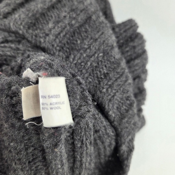 GAP Cable Knit Chunky Cardigan Gray Women's Large Roll Collar Academia Old Money - Picture 6 of 8